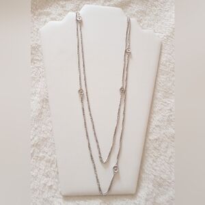 Monet Necklace Vintage Silver Tone Station Chain 53 Inches Long